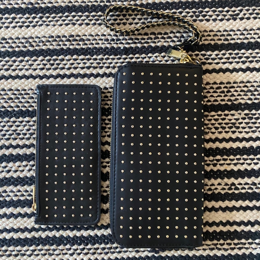 Studded wallet and card holder